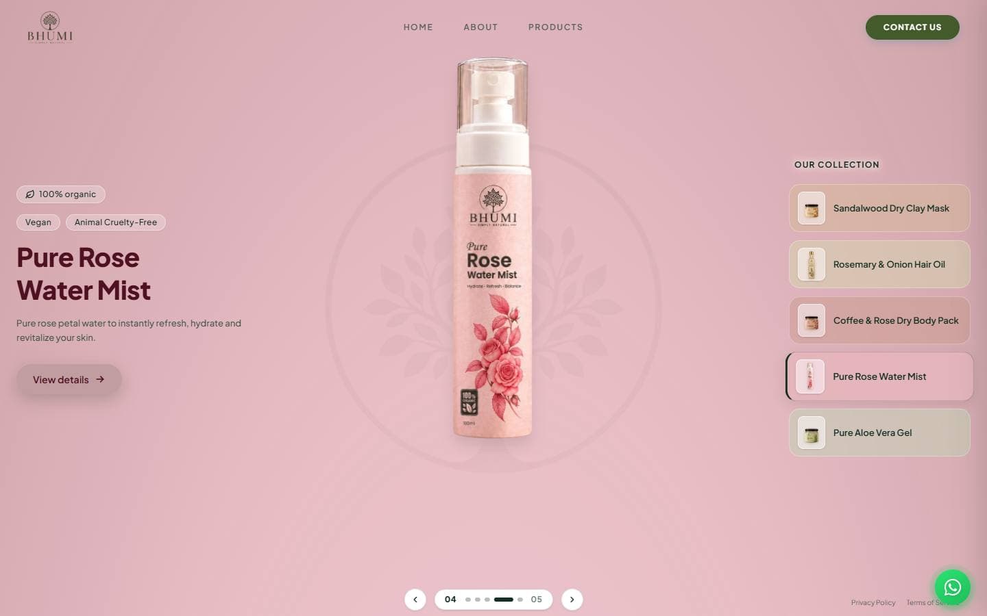 Bhumi Organics website