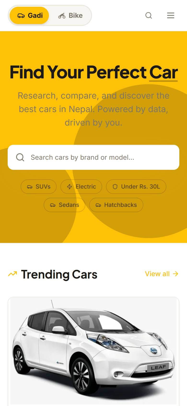 Gadibike on mobile